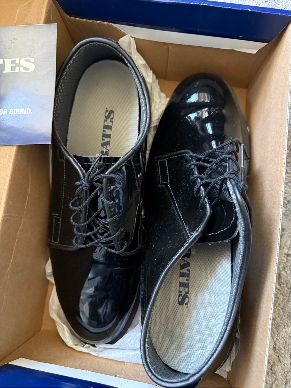 BATES MEN'S SENTRY HIGH GLOSS LACE-UP WORK OXFORD SHOES - ROUND TOE